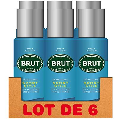 Brut , Déodorant homme spray, Sport Style, Anti traces, Sans sels d'aluminium, Efficacité longue durée, (Lot de 6x200ml) - Publicité Brut , Déodorant homme spray, Sport Style, Anti traces, Sans sels d'aluminium, Efficacité longue durée, (Lot de 6x200ml) - Publicité