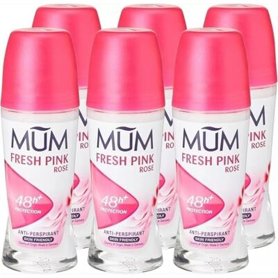 Mum Lot de 6 déodorants à bille parfumés Fresh Pink Rose, protection plus 48 heures, déodorant pour femme, sans alcool, anti-transpirant, végétalien, flacon en verre durable, parfum rose, 50 ml - Publicité Mum Lot de 6 déodorants à bille parfumés Fresh Pink Rose, protection plus 48 heures, déodorant pour femme, sans alcool, anti-transpirant, végétalien, flacon en verre durable, parfum rose, 50 ml - Publicité
