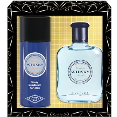 Evaflor WHISKY Vintage • Coffret Eau de Toilette 100ML + Déodorant 150ML • Vaporisateur • Spray • Parfum Homme • Cadeau • PARIS - Publicité Evaflor WHISKY Vintage • Coffret Eau de Toilette 100ML + Déodorant 150ML • Vaporisateur • Spray • Parfum Homme • Cadeau • PARIS - Publicité