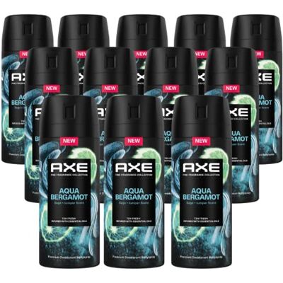 AXE Lot de 12 sprays corporels Aqua Bergamot de qualité supérieure sans sels d'aluminium 150 ml - Publicité AXE Lot de 12 sprays corporels Aqua Bergamot de qualité supérieure sans sels d'aluminium 150 ml - Publicité