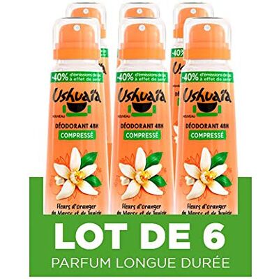 Ushuaia Ushuaïa Déodorant Compressé 48h Fleurs d'Oranger du Maroc et de Tunisie Parfum Longue Durée Tous Types de Peaux 100 ml Lot de 6 - Publicité Ushuaia Ushuaïa Déodorant Compressé 48h Fleurs d'Oranger du Maroc et de Tunisie Parfum Longue Durée Tous Types de Peaux 100 ml Lot de 6 - Publicité