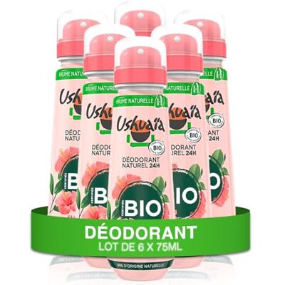 Ushuaia Ushuaïa Déodorant Naturel Brume 24H Certifié Bio Hibiscus du Burkina Faso lot de 6 x 75ml - Publicité Ushuaia Ushuaïa Déodorant Naturel Brume 24H Certifié Bio Hibiscus du Burkina Faso lot de 6 x 75ml - Publicité
