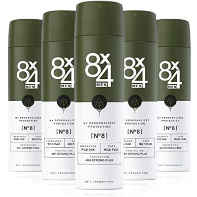 8x4 Men Deo Spray N°8 Wild Oak (5 x 150 ml), déodorant pour homme avec parfum terreux, protection anti-transpirante fiable 48h pour les peaux sensibles - Publicité 8x4 Men Deo Spray N°8 Wild Oak (5 x 150 ml), déodorant pour homme avec parfum terreux, protection anti-transpirante fiable 48h pour les peaux sensibles - Publicité