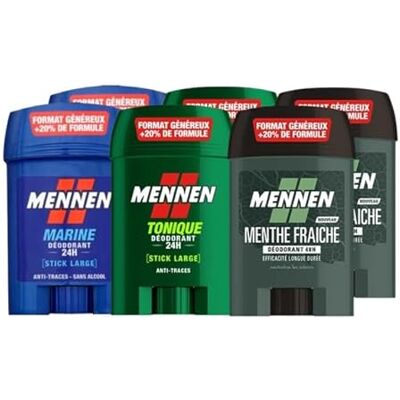 L'ORÉAL Mennen lot de 6 déodorants, Tonique 24h x2, Marine 24h x2 et Natural Force 48h x2, sticks larges sans alcool anti traces - Publicité L'ORÉAL Mennen lot de 6 déodorants, Tonique 24h x2, Marine 24h x2 et Natural Force 48h x2, sticks larges sans alcool anti traces - Publicité