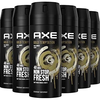 AXE Lot de 6 déodorants en spray pour le corps Gold Temptation 150 ml - Publicité AXE Lot de 6 déodorants en spray pour le corps Gold Temptation 150 ml - Publicité