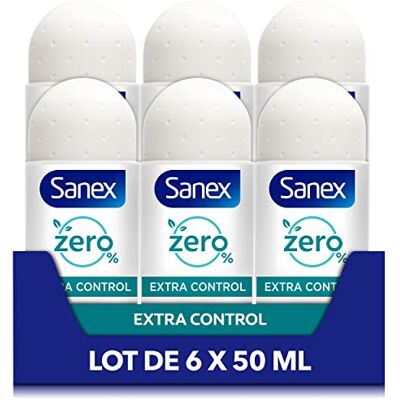 Sanex Déodorant à Bille 0% Extra Control Déodorant Homme & Femme Efficacité 48h Sans Alcool, Sans Sels d'Aluminium Lot de 6 Roll-On de 50mL - Publicité Sanex Déodorant à Bille 0% Extra Control Déodorant Homme & Femme Efficacité 48h Sans Alcool, Sans Sels d'Aluminium Lot de 6 Roll-On de 50mL - Publicité