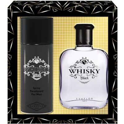 Evaflor WHISKY Black • Coffret Eau de Toilette 100ML + Déodorant 15OML • Vaporisateur • Spray • Parfum Homme • Cadeau • PARIS - Publicité Evaflor WHISKY Black • Coffret Eau de Toilette 100ML + Déodorant 15OML • Vaporisateur • Spray • Parfum Homme • Cadeau • PARIS - Publicité
