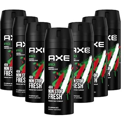 AXE Africa Lot de 7 déodorants en spray avec protection 48H contre les odeurs corporelles sans sels d'aluminium - Publicité AXE Africa Lot de 7 déodorants en spray avec protection 48H contre les odeurs corporelles sans sels d'aluminium - Publicité