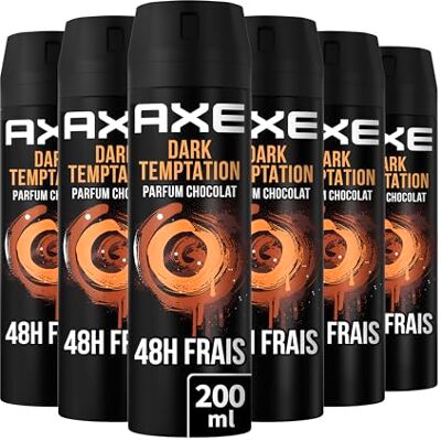 AXE Déodorant Homme Spray Dark Temptation, 48h non-stop frais, Parfum chocolat (Lot de 6x200ml) - Publicité AXE Déodorant Homme Spray Dark Temptation, 48h non-stop frais, Parfum chocolat (Lot de 6x200ml) - Publicité