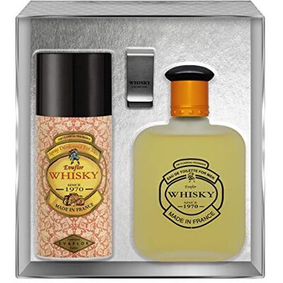 Evaflor PARIS Whisky for Men Coffret pour Homme Eau de Toilette 100 ml + Déodorant 150 ml + Money clip Vaporisateur Spray Parfum Homme 250 ml - Publicité Evaflor PARIS Whisky for Men Coffret pour Homme Eau de Toilette 100 ml + Déodorant 150 ml + Money clip Vaporisateur Spray Parfum Homme 250 ml - Publicité