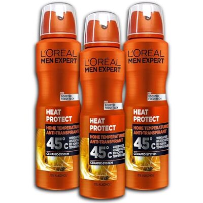 L'ORÉAL Paris Men Expert Lot de 3 déodorants anti-transpirants Heat Protect 3 x 150 ml - Publicité L'ORÉAL Paris Men Expert Lot de 3 déodorants anti-transpirants Heat Protect 3 x 150 ml - Publicité