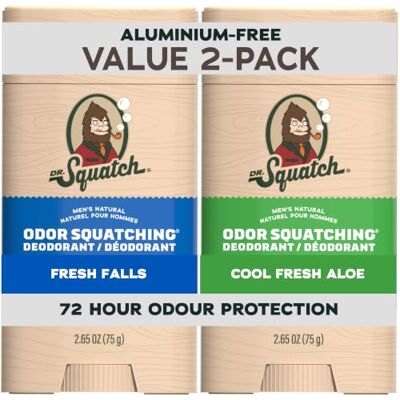 Dr. Squatch 2.65oz Wide Stick Deodorant 2-Pack Cool Fresh Aloe, Fresh Falls - Publicité Dr. Squatch 2.65oz Wide Stick Deodorant 2-Pack Cool Fresh Aloe, Fresh Falls - Publicité