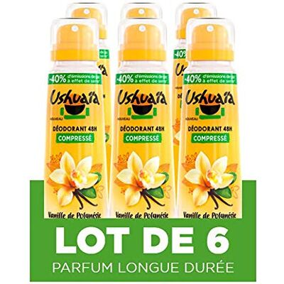 Ushuaia Ushuaïa Déodorant Compressé 48h Vanille de Polynésie Parfum Longue Durée Tous Types de Peaux Lot de 6 - Publicité Ushuaia Ushuaïa Déodorant Compressé 48h Vanille de Polynésie Parfum Longue Durée Tous Types de Peaux Lot de 6 - Publicité