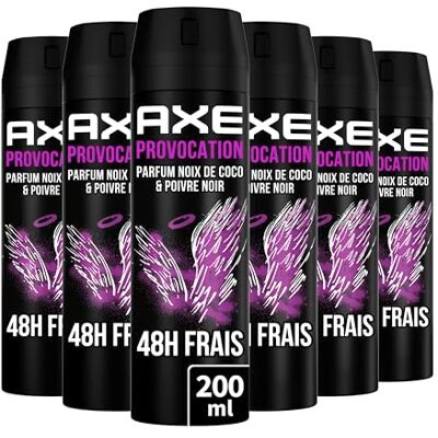 AXE Déodorant Homme Spray Provocation, 48h non-stop frais, Parfum noix de coco et poivre noir (Lot de 6x200ml) - Publicité AXE Déodorant Homme Spray Provocation, 48h non-stop frais, Parfum noix de coco et poivre noir (Lot de 6x200ml) - Publicité