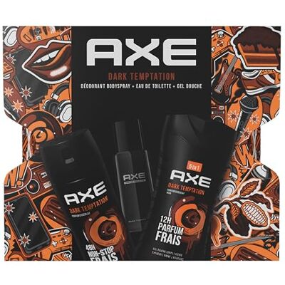 AXE Coffret Homme Dark Temptation Déodorant, Eau de Toilette Gel Douche x1 - Publicité AXE Coffret Homme Dark Temptation Déodorant, Eau de Toilette Gel Douche x1 - Publicité