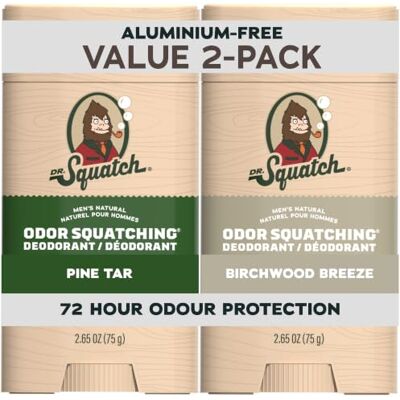 Dr. Squatch 2.65oz Deodorant 2-Pack Birchwood Breeze, Pine Tar - Publicité Dr. Squatch 2.65oz Deodorant 2-Pack Birchwood Breeze, Pine Tar - Publicité