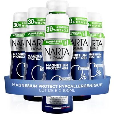 Narta Déodorant Homme Magnésium Protect Spray Compressé Lot de 6x100ml - Publicité Narta Déodorant Homme Magnésium Protect Spray Compressé Lot de 6x100ml - Publicité