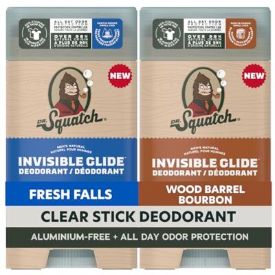 Dr. Squatch Invisible Glide Lot de 2 déodorants naturels – Glisse lisse sans taches – Sans aluminium + Formule testée dermatologiquement pour peaux sensibles – Chutes fraîches + Bourbon en bois (75,1 - Publicité Dr. Squatch Invisible Glide Lot de 2 déodorants naturels – Glisse lisse sans taches – Sans aluminium + Formule testée dermatologiquement pour peaux sensibles – Chutes fraîches + Bourbon en bois (75,1 - Publicité