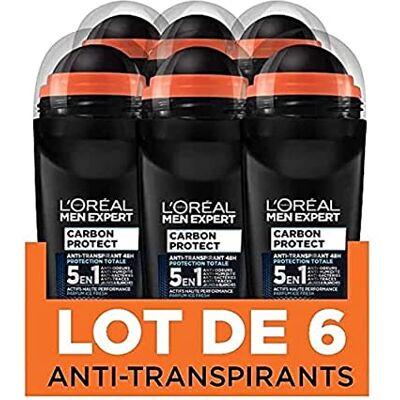 L'Oreal L'Oréal Paris Men Expert Carbon Protect Déodorant Bille 50ml Lot de 6 - Publicité L'Oreal L'Oréal Paris Men Expert Carbon Protect Déodorant Bille 50ml Lot de 6 - Publicité