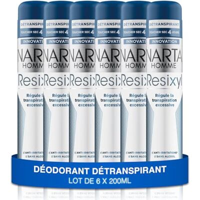 Narta Déodorant Homme Resixyl Détranspirant Spray Compressé Toucher Sec 4 Jours Anti-Irritations Sans Alcool lot de 6x200ml - Publicité Narta Déodorant Homme Resixyl Détranspirant Spray Compressé Toucher Sec 4 Jours Anti-Irritations Sans Alcool lot de 6x200ml - Publicité