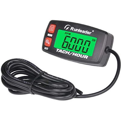 Runleader Tachymètre Numérique Compteur D'Heures Jauge RPM (Bouton rouge) - Publicité Runleader Tachymètre Numérique Compteur D'Heures Jauge RPM (Bouton rouge) - Publicité