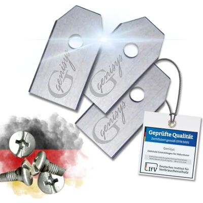 Genisys Lot de 30 lames de rechange compatibles avec Husqvarna Automower Lames de tondeuse en acier inoxydable LongLife Incassables Certifiées DIN EN 50636 - Publicité Genisys Lot de 30 lames de rechange compatibles avec Husqvarna Automower Lames de tondeuse en acier inoxydable LongLife Incassables Certifiées DIN EN 50636 - Publicité