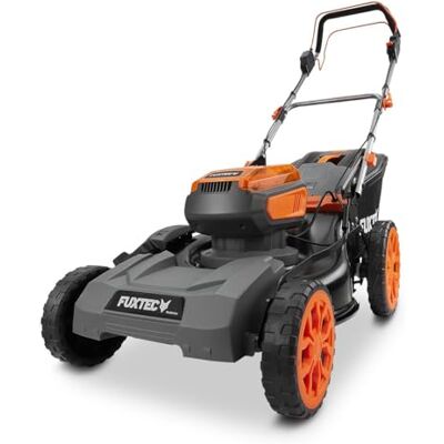 Fuxtec Tondeuse à Gazon sans Fil 40V FX-E2RM46PROSET, 2 Batteries 5Ah + Chargeur Rapide, Largeur de Coupe 46 cm, Traction Variable, Hauteur de Coupe 25–100 mm, Fonction Mulching, bac 50 L - Publicité Fuxtec Tondeuse à Gazon sans Fil 40V FX-E2RM46PROSET, 2 Batteries 5Ah + Chargeur Rapide, Largeur de Coupe 46 cm, Traction Variable, Hauteur de Coupe 25–100 mm, Fonction Mulching, bac 50 L - Publicité