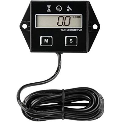 Runleader RL-HM011E Compteur horaire numérique & tachymètre avec rappel d'entretien pour moteurs à essence de tondeuse, tracteur, groupe électrogène, quad et petits équipements - Publicité Runleader RL-HM011E Compteur horaire numérique & tachymètre avec rappel d'entretien pour moteurs à essence de tondeuse, tracteur, groupe électrogène, quad et petits équipements - Publicité