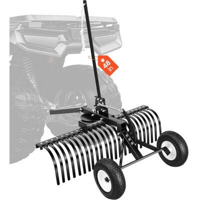VEVOR Râteau Paysager Tracté 122 cm Râteau Déchaumeur Remorquable Compatible avec Tracteurs Utilitaires pour Entretien du Gazon, Aération de Pelouse, avec 24 Dents en Acier, Hauteur Angle Réglables - Publicité VEVOR Râteau Paysager Tracté 122 cm Râteau Déchaumeur Remorquable Compatible avec Tracteurs Utilitaires pour Entretien du Gazon, Aération de Pelouse, avec 24 Dents en Acier, Hauteur Angle Réglables - Publicité