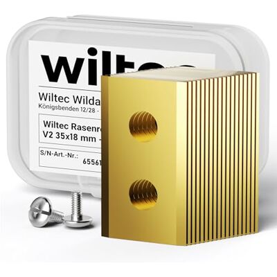 WilTec Lot de 18 lames de rechange pour robot tondeuse V2 – en Acier inoxydable et Titane – 35 x 18 mm – épaisseur 0,75 mm – Tonte de Gazon Pelouse, Jardinage - Publicité WilTec Lot de 18 lames de rechange pour robot tondeuse V2 – en Acier inoxydable et Titane – 35 x 18 mm – épaisseur 0,75 mm – Tonte de Gazon Pelouse, Jardinage - Publicité