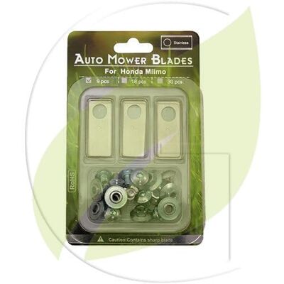 UNIVERSEL Lot de 9 lames de rechange compatible avec robot tondeuse HONDA modèle HRM - Publicité UNIVERSEL Lot de 9 lames de rechange compatible avec robot tondeuse HONDA modèle HRM - Publicité