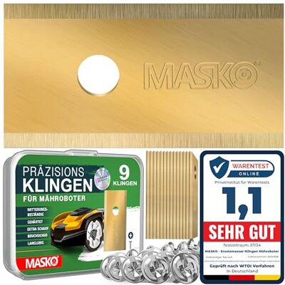Masko ® Lames de Rechange pour Tondeuses-Robots Lames de Tondeuses universelles y compris vis Innovantes Revêtement en Titane Compatible avec Worx 9 pièces - Publicité Masko ® Lames de Rechange pour Tondeuses-Robots Lames de Tondeuses universelles y compris vis Innovantes Revêtement en Titane Compatible avec Worx 9 pièces - Publicité