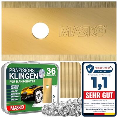 Masko ® Lames de Rechange pour Tondeuses-Robots Lames de Tondeuses universelles y compris vis Innovantes Revêtement en Titane Compatible avec Worx 36 pièces - Publicité Masko ® Lames de Rechange pour Tondeuses-Robots Lames de Tondeuses universelles y compris vis Innovantes Revêtement en Titane Compatible avec Worx 36 pièces - Publicité