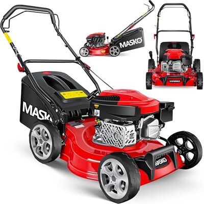 Masko Tondeuse à gazon à essence 3 en 1,Largeur de coupe 42 cm,7 niveaux de hauteur de coupe,Moteur OHV 4 temps 3,4 CV,Panier collecteur de 50 litres - Publicité Masko Tondeuse à gazon à essence 3 en 1,Largeur de coupe 42 cm,7 niveaux de hauteur de coupe,Moteur OHV 4 temps 3,4 CV,Panier collecteur de 50 litres - Publicité