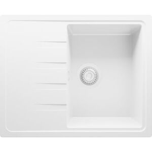 Primagran Evier Cuisine en Granit Tout Blanc 62x50cm, Lavabo 1 bac + Kit de Vidage, Évier à Encastrer al mueble 40cm Milan - Publicité Primagran Evier Cuisine en Granit Tout Blanc 62x50cm, Lavabo 1 bac + Kit de Vidage, Évier à Encastrer al mueble 40cm Milan - Publicité