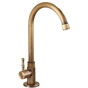 JCAKES Laiton antique col de cygne classique levier unique eau froide robinet d'évier de cuisine robinet extérieur finition brossée en bronze - Publicité JCAKES Laiton antique col de cygne classique levier unique eau froide robinet d'évier de cuisine robinet extérieur finition brossée en bronze - Publicité