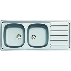 MODERNA Evier Inox 18/10 à encastrer réversible 2 cuves + égouttoir Sans vidage 116x50cm - Publicité MODERNA Evier Inox 18/10 à encastrer réversible 2 cuves + égouttoir Sans vidage 116x50cm - Publicité