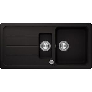 Respekta Évier en granit massif Austin 100 x 50 / Résistant à la chaleur/Égouttoir biseauté/Montage encastré et sous plan / 1,5 bac/pour meubles sous évier à partir de 60 cm de largeur/Noir - Publicité Respekta Évier en granit massif Austin 100 x 50 / Résistant à la chaleur/Égouttoir biseauté/Montage encastré et sous plan / 1,5 bac/pour meubles sous évier à partir de 60 cm de largeur/Noir - Publicité