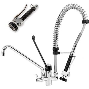 GOLDMAN SERVICE Robinet gérontologique hygiénique coudé pour éviers de cuisines industrielles d'hôtellerie avec pulvérisateur pulvérisateur douche flexible extensible et mitigeur monocommande - Publicité GOLDMAN SERVICE Robinet gérontologique hygiénique coudé pour éviers de cuisines industrielles d'hôtellerie avec pulvérisateur pulvérisateur douche flexible extensible et mitigeur monocommande - Publicité