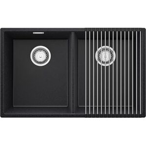 Primagran Evier Sous Plan Graphite 76x47cm, Evier en Granit 2 bacs + Kit de Vidage + Égouttoir Enroulable, Évier au Meuble 80cm London Twin S037 - Publicité Primagran Evier Sous Plan Graphite 76x47cm, Evier en Granit 2 bacs + Kit de Vidage + Égouttoir Enroulable, Évier au Meuble 80cm London Twin S037 - Publicité