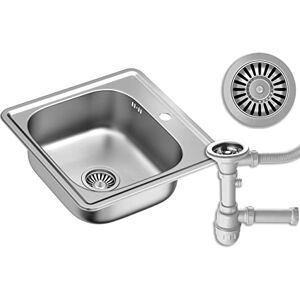 Quadron Evier en acier inoxydable moderne Taille 48 x 48 x 16 cm Couleur: Satiné JOE bassin simple Evier de cuisine 1 bac Ecoulement inclus Evier adapté aux armoires de 45 cm et plus - Publicité Quadron Evier en acier inoxydable moderne Taille 48 x 48 x 16 cm Couleur: Satiné JOE bassin simple Evier de cuisine 1 bac Ecoulement inclus Evier adapté aux armoires de 45 cm et plus - Publicité