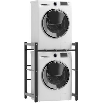 HOMCOM Support Superposable Lave-Linge/Sèche-Linge Charge 300 kg Acier Noir avec Barre de Séchage, Pieds Réglables, Gain de Place, pour Buanderie, Salle de Bain, 75 x 62 x 97-105 cm - Publicité HOMCOM Support Superposable Lave-Linge/Sèche-Linge Charge 300 kg Acier Noir avec Barre de Séchage, Pieds Réglables, Gain de Place, pour Buanderie, Salle de Bain, 75 x 62 x 97-105 cm - Publicité