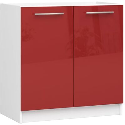 AKORD Armoire de Cuisine sous l'évier Oliwia S80 Armoire Basse de Cuisine avec 2 Portes et 1 Étagère 80 cm de Large 46x80x82 cm Blanc et Rouge Brillant - Publicité AKORD Armoire de Cuisine sous l'évier Oliwia S80 Armoire Basse de Cuisine avec 2 Portes et 1 Étagère 80 cm de Large 46x80x82 cm Blanc et Rouge Brillant - Publicité
