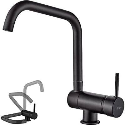 Ibergrif M22106B Robinet de Cuisine - Laiton, Noir, Bec Pliable - Publicité Ibergrif M22106B Robinet de Cuisine - Laiton, Noir, Bec Pliable - Publicité