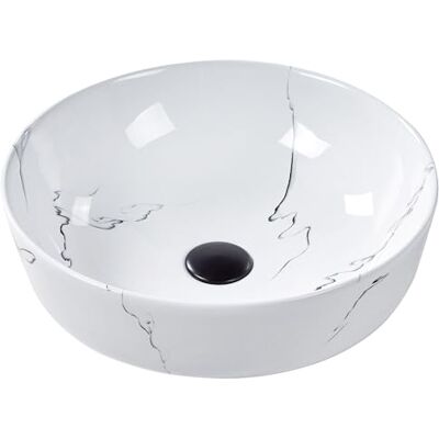 Beliani Lavabo en Céramique 42 cm Effet Marbre Comptoir Evier Rond Salle de Bain Blanc Hopi - Publicité Beliani Lavabo en Céramique 42 cm Effet Marbre Comptoir Evier Rond Salle de Bain Blanc Hopi - Publicité