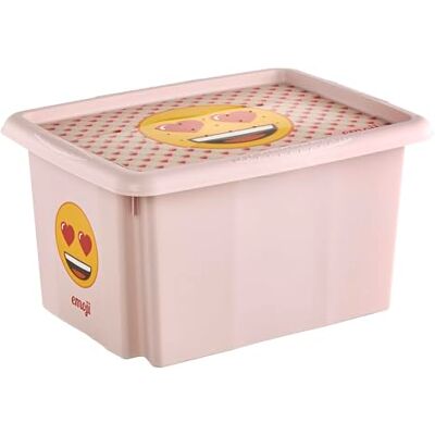 keeeper karolina Aufbewahrungsbox mit Deckel, 15 l, Dreh- und stapelbar, Design: Emoji Hearts, Für Kinder, Pink (Nordic Pink) - Publicité keeeper karolina Aufbewahrungsbox mit Deckel, 15 l, Dreh- und stapelbar, Design: Emoji Hearts, Für Kinder, Pink (Nordic Pink) - Publicité