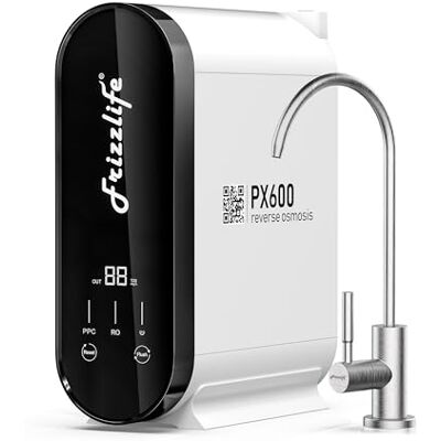 FRIZZLIFE Système d'osmose inverse, 600 GPD, système de détartrage RO, filtre à eau sous évier 2:1, pur pour le drainage, réduit les TDS, sans réservoir, sans BPA, PX600 - Publicité FRIZZLIFE Système d'osmose inverse, 600 GPD, système de détartrage RO, filtre à eau sous évier 2:1, pur pour le drainage, réduit les TDS, sans réservoir, sans BPA, PX600 - Publicité
