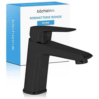 Bächlein Robinet pour la Salle de Bains Robinet Noir Mat Mitigeur Monocommande avec Cartouche Céramique Longue Durée, 2 Flexibles de Raccordement et Clé de Montage - Publicité Bächlein Robinet pour la Salle de Bains Robinet Noir Mat Mitigeur Monocommande avec Cartouche Céramique Longue Durée, 2 Flexibles de Raccordement et Clé de Montage - Publicité