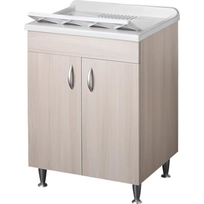 Negrari Eco Lavoir monté, toutes dimensions, couleur orme, intérieur pour buanderie, meuble, mélaminé, hydrofuge, bois, baignoire, axe, plastique, pieds réglables, portes battantes économiques, - Publicité Negrari Eco Lavoir monté, toutes dimensions, couleur orme, intérieur pour buanderie, meuble, mélaminé, hydrofuge, bois, baignoire, axe, plastique, pieds réglables, portes battantes économiques, - Publicité