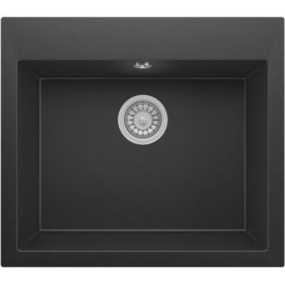 Respekta Évier granit Oakville 60x53 cm/noir encastrable/Grand bac/Sans égouttoir/Résistant à la chaleur et aux rayures/Kit complet inclus - Publicité Respekta Évier granit Oakville 60x53 cm/noir encastrable/Grand bac/Sans égouttoir/Résistant à la chaleur et aux rayures/Kit complet inclus - Publicité